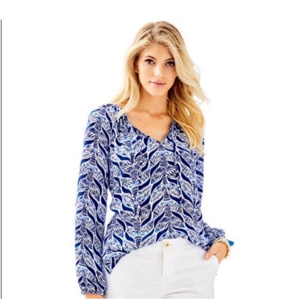 Lilly Pulitzer Willa Top A Mermaid Tale Tail Tunic Blue Mermaid